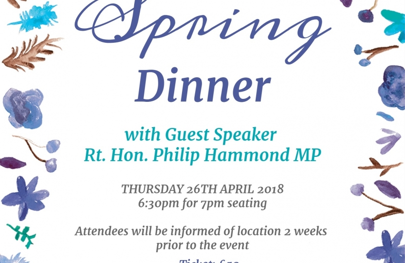 Spring Dinner with Guest Speaker Rt Hon Philip Hammond MP